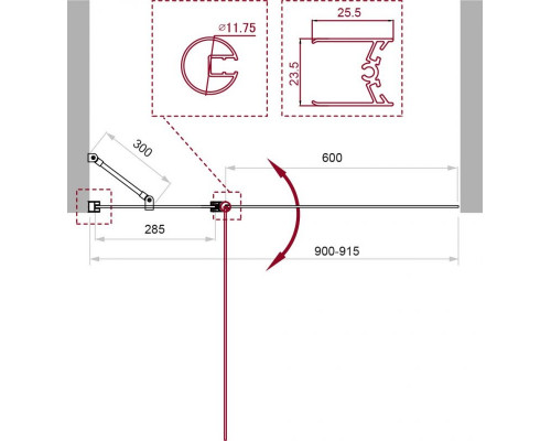 Душевая шторка на ванну BelBagno UNO-V-11-90/150-P-Cr левая