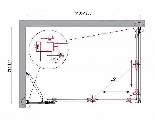 Душевой уголок BelBagno LUCE-AH-21-120/80-P-Cr