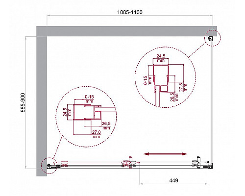 Душевой уголок BelBagno LUCE-AH-1-110/90-C-Cr