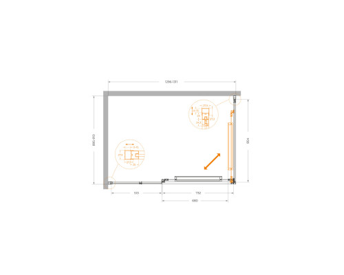 Душевой уголок CEZARES LUX-AH-FS-11-130/90-C-CR, 130х90 см, профиль хром глянцевый, стекло прозрачное