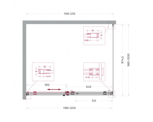 Душевой уголок BelBagno SOFT_CLOSE-2-AH-1-120/100-C-GM профиль оружейная сталь, стекло прозрачное