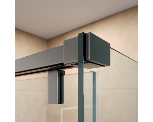 Душевой уголок BelBagno SOFT_CLOSE-1-AH-1-150/100-C-GM профиль оружейная сталь, стекло прозрачное