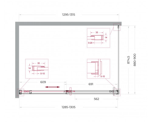 Душевой уголок BelBagno SOFT_CLOSE-1-AH-1-130/90-C-Cr профиль хром, стекло прозрачное