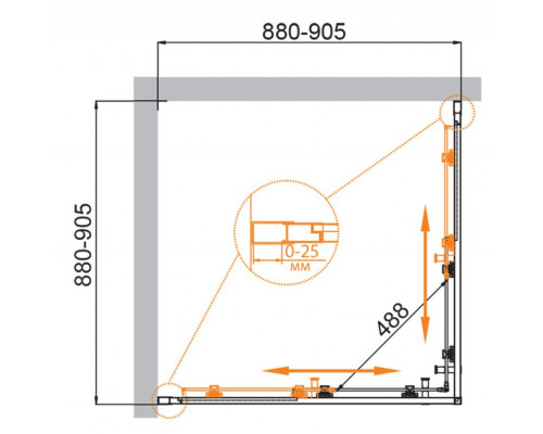 Душевой уголок CEZARES MOLVENO-A-2-90-P-GM