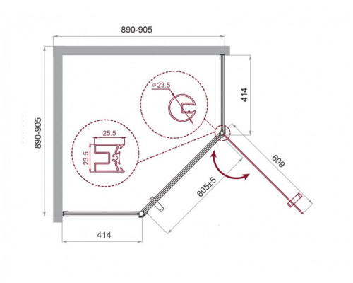 Душевой уголок BelBagno UNO-195-P-1-90-C-NERO