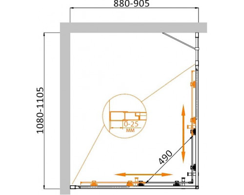 Душевой уголок CEZARES MOLVENO-AH-21-90+20-P-GM