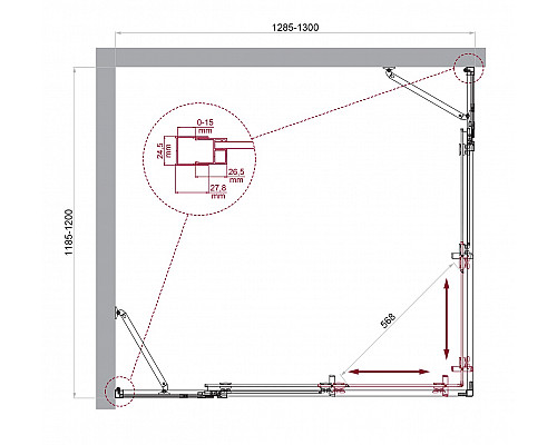 Душевой уголок BelBagno LUCE-AH-22-130/120-C-Cr