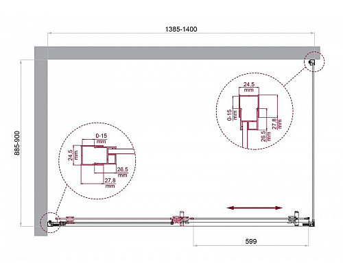 Душевой уголок BelBagno LUCE-AH-1-140/90-C-Cr