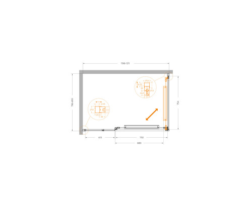 Душевой уголок CEZARES LUX-AH-FS-11-120/80-C-GM, 120х80 см, профиль оружейная сталь, стекло прозрачное