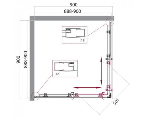 Душевой уголок BelBagno UNO-195-A-2-90-P-NERO