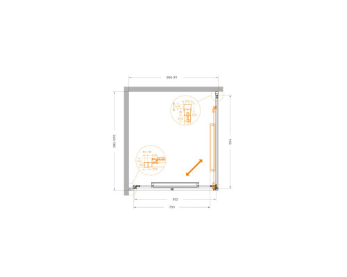 Душевой уголок CEZARES LUX-AH-FS-1-90/100-C-CR, 90х100 см, профиль хром глянцевый, стекло прозрачное