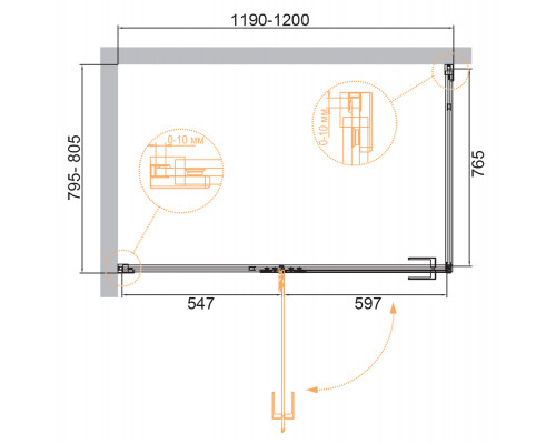 Душевой уголок CEZARES BELLAGIO-AH-1-120/80-C-BORO