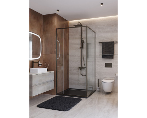 Душевой уголок CEZARES LUX-AH-FS-11-100/80-C-GM, 100х80 см, профиль оружейная сталь, стекло прозрачное