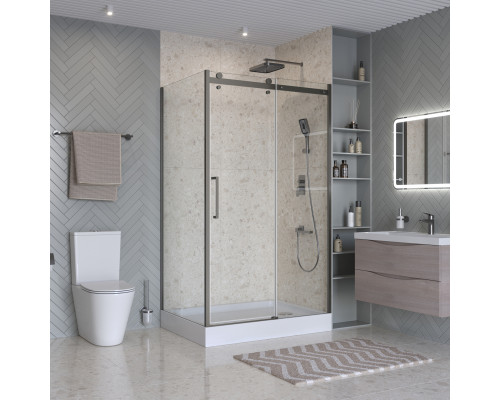 Душевой уголок BelBagno MARINO-2-AH-1-120/100-C-GM 120х100 см, профиль оружейная сталь, стекло прозрачное