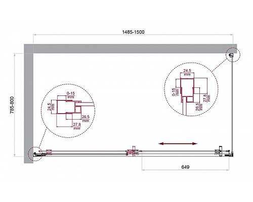 Душевой уголок BelBagno LUCE-AH-1-150/80-C-Cr