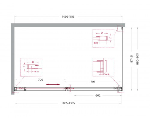 Душевой уголок BelBagno SOFT_CLOSE-1-AH-1-150/90-C-GM профиль оружейная сталь, стекло прозрачное