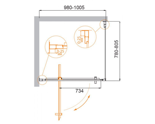 Душевой уголок CEZARES MOLVENO-AH-1-100/80-C-Cr-IV