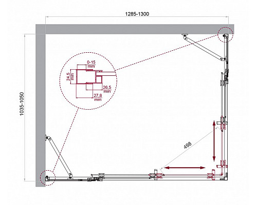 Душевой уголок BelBagno LUCE-AH-22-130/105-C-Cr