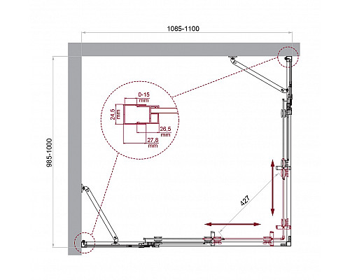 Душевой уголок BelBagno LUCE-AH-22-110/100-C-Cr