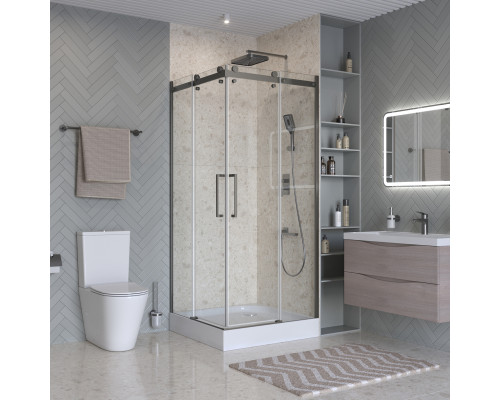 Душевой уголок BelBagno Marino-2-A-2-90-C-GM 90x90, профиль оружейная сталь, стекло прозрачное