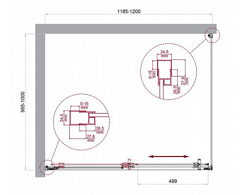 Душевой уголок BelBagno LUCE-AH-1-120/100-C-Cr