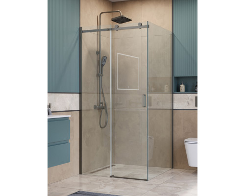 Душевой уголок BelBagno SOFT_CLOSE-2-A-1-100-C-GM профиль оружейная сталь, стекло прозрачное