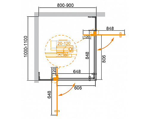 Душевой уголок CEZARES SLIDER-AH-2-80/90-100/110-C-BORO