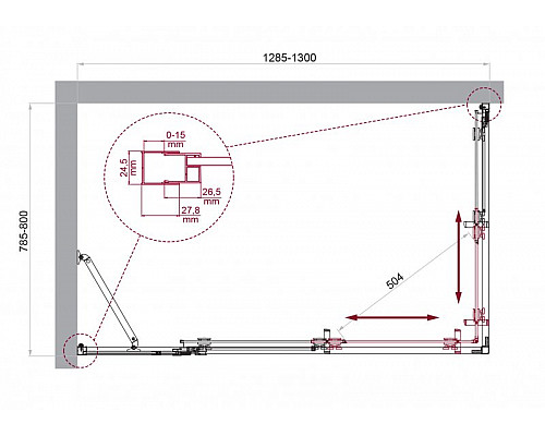 Душевой уголок BelBagno LUCE-AH-21-130/80-C-Cr