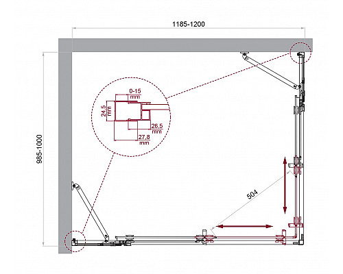 Душевой уголок BelBagno LUCE-AH-22-120/100-C-Cr