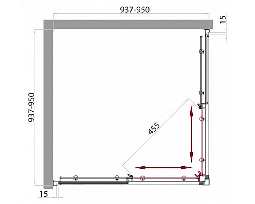 Душевой уголок BelBagno UNO-A-2-95-C-Cr