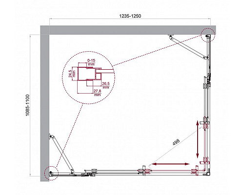 Душевой уголок BelBagno LUCE-AH-22-125/110-C-Cr