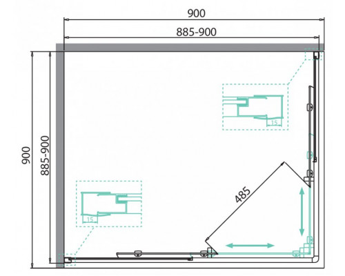Душевой уголок BelBagno DUE-A-2-90-C-Cr