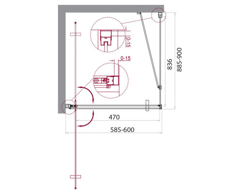 Душевой уголок BelBagno MARMI-AH-1-60/90-C-Cr