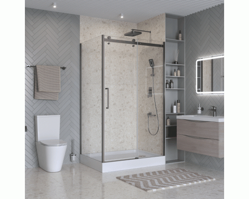 Душевой уголок BelBagno MARINO-2-AH-1-120/80-C-GM 110х80 см, профиль оружейная сталь, стекло прозрачное