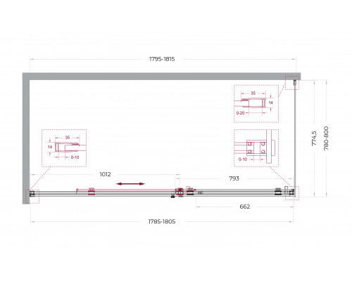 Душевой уголок BelBagno SOFT_CLOSE-2-AH-1-180/80-C-Cr профиль хром, стекло прозрачное
