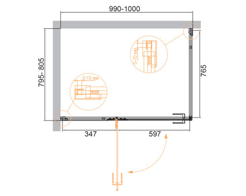 Душевой уголок CEZARES BELLAGIO-AH-1-100/80-C-BORO