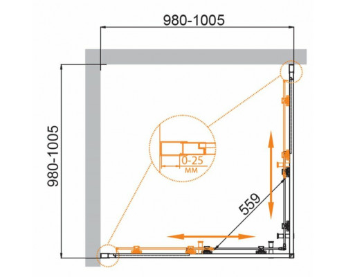 Душевой уголок CEZARES MOLVENO-A-2-100-C-BORO-IV