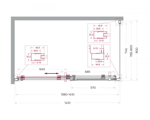 Душевой уголок BelBagno MARINO-2-AH-1-140/80-C-CR 140х80 см профиль хром, стекло прозрачное