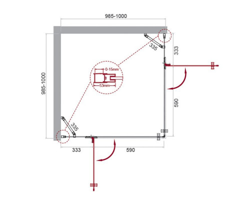 Душевой уголок BelBagno KRAFT-A-22-100-C-Cr