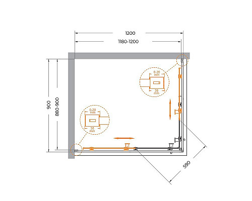 Душевой уголок CEZARES RELAX-304-AH-2-120/90-C-CR