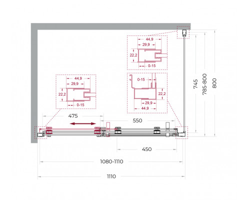 Душевой уголок BelBagno MARINO-2-AH-1-110/80-C-CR 110х80 см, профиль хром, стекло прозрачное