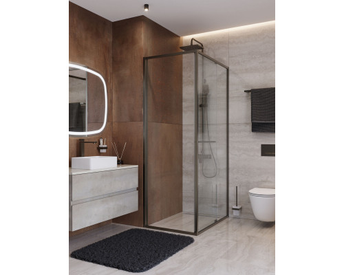 Душевой уголок CEZARES LUX-AH-FS-1-70/100-C-GM, 70х100 см, профиль оружейная сталь, стекло прозрачное