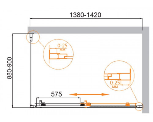 Душевой уголок CEZARES MOLVENO-AH-11-140/90-C-GM-IV