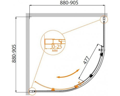 Душевой уголок CEZARES MOLVENO-R-1-90-C-BORO-IV