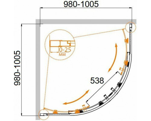 Душевой уголок CEZARES MOLVENO-R-2-100-C-GM-IV