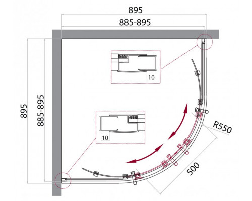 Душевой уголок BelBagno UNO-195-R-2-90-C-NERO