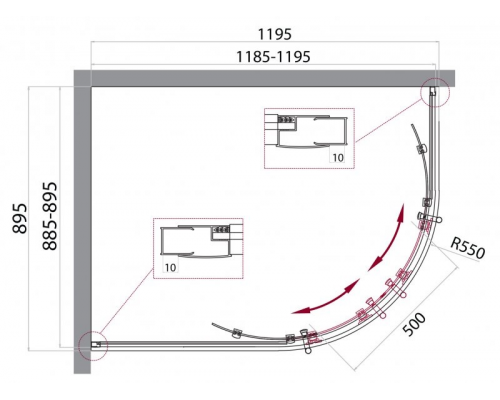 Душевой уголок BelBagno UNO-195-RH-2-120/90-C-Cr