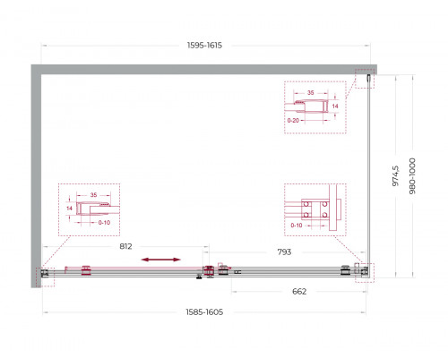 Душевой уголок BelBagno SOFT_CLOSE-2-AH-1-160/100-C-Cr профиль хром, стекло прозрачное