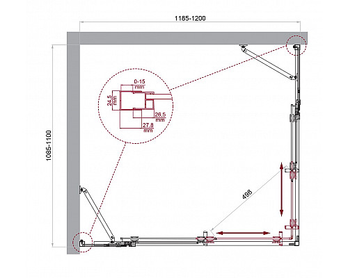 Душевой уголок BelBagno LUCE-AH-22-120/110-C-Cr