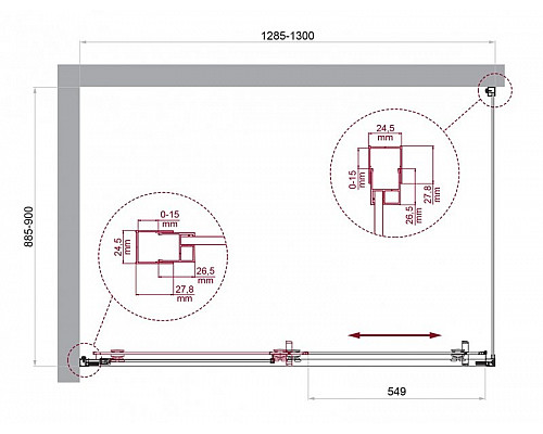 Душевой уголок BelBagno LUCE-AH-1-130/90-C-Cr